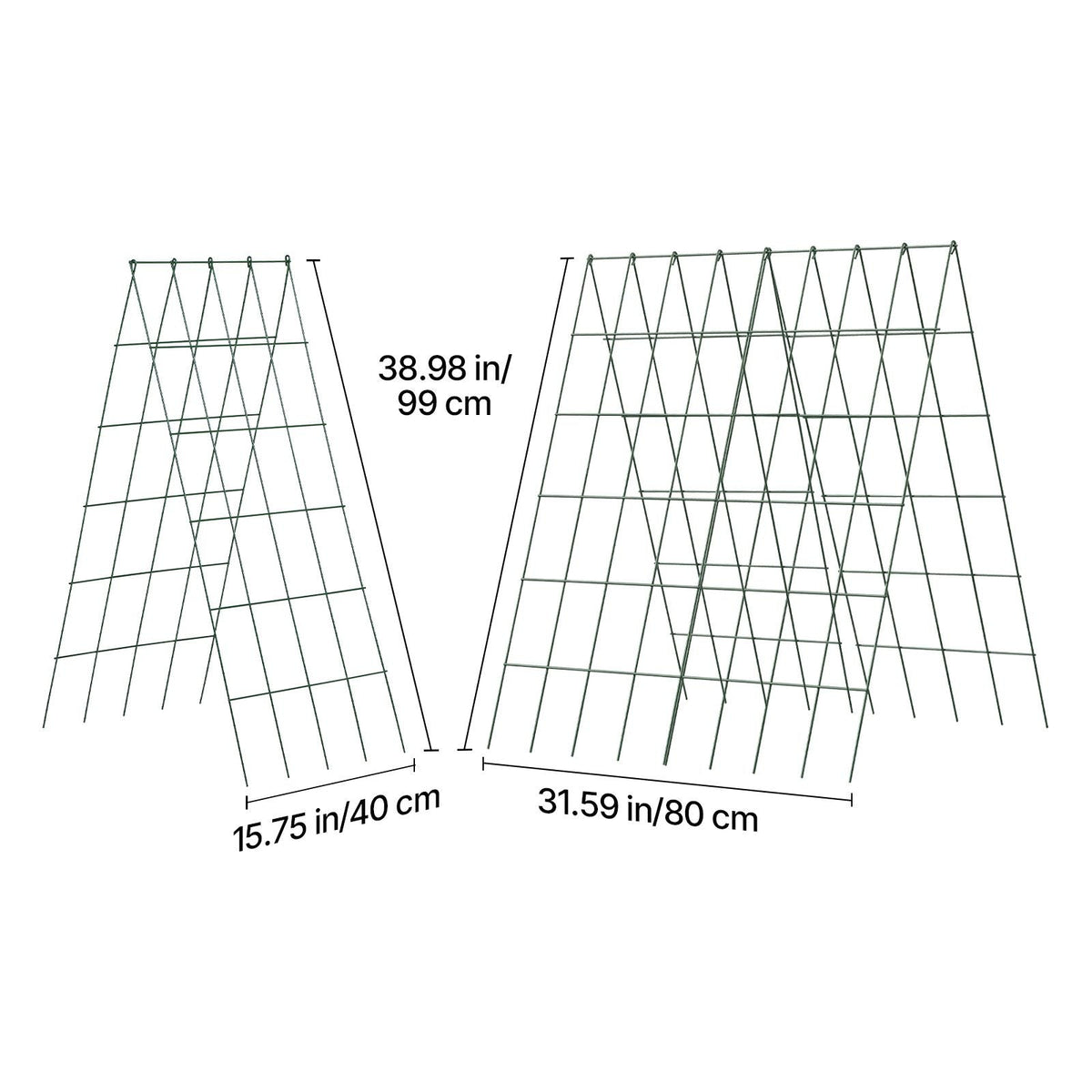 Cucumber Trellis 4 Pack, A-Frame Garden Trellises for Raised Bed, Metal Rustproof Coating Plant Support for Vine, Climbing Plants, Peas, Beans, Zucchini, Tomato, Flower (38.98 x 15.75 in x 4PCS)