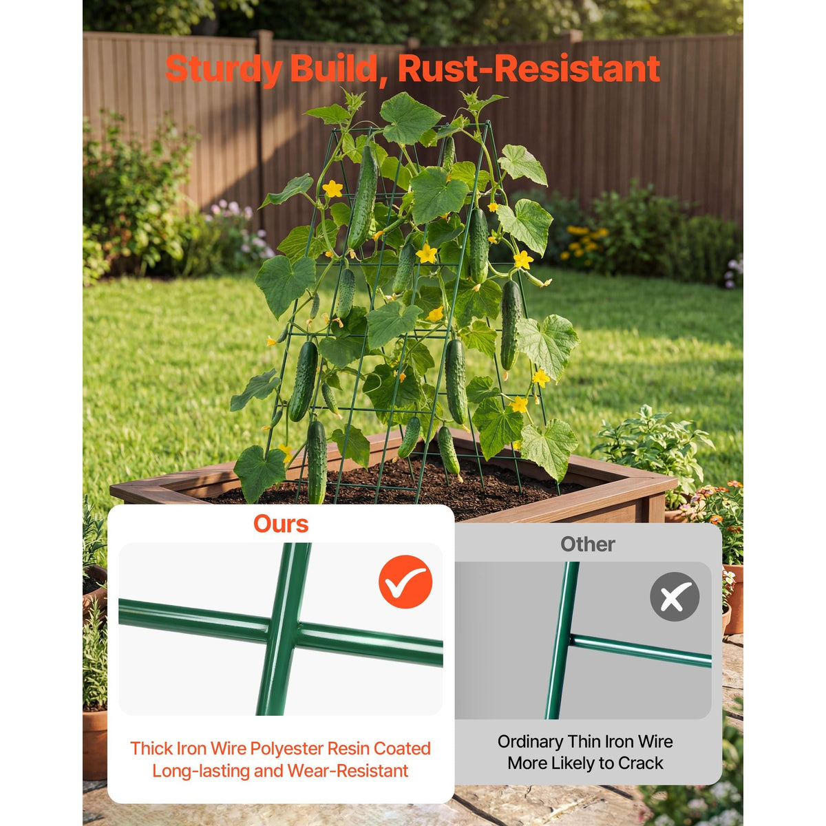 Cucumber Trellis 4 Pack, A-Frame Garden Trellises for Raised Bed, Metal Rustproof Coating Plant Support for Vine, Climbing Plants, Peas, Beans, Zucchini, Tomato, Flower (38.98 x 15.75 in x 4PCS)