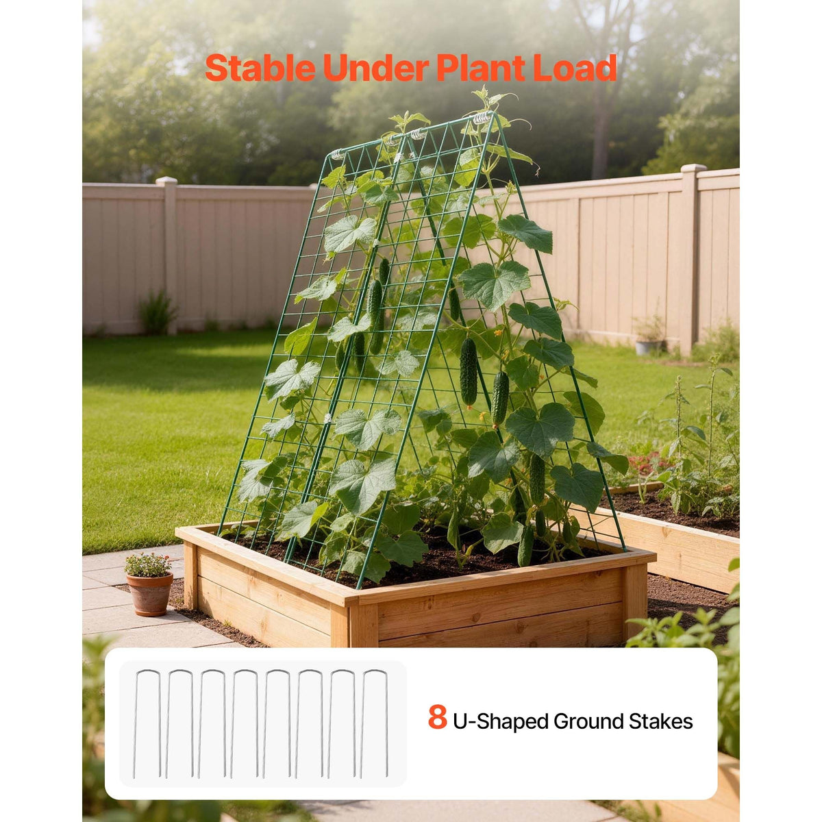 Cucumber Trellis 4 Pack, A-Frame Garden Trellises for Raised Bed, Metal Rustproof Coating Plant Support for Vine, Climbing Plants, Peas, Beans, Zucchini, Tomato, Flower (46.06 x 16.93 in x 4PCS)