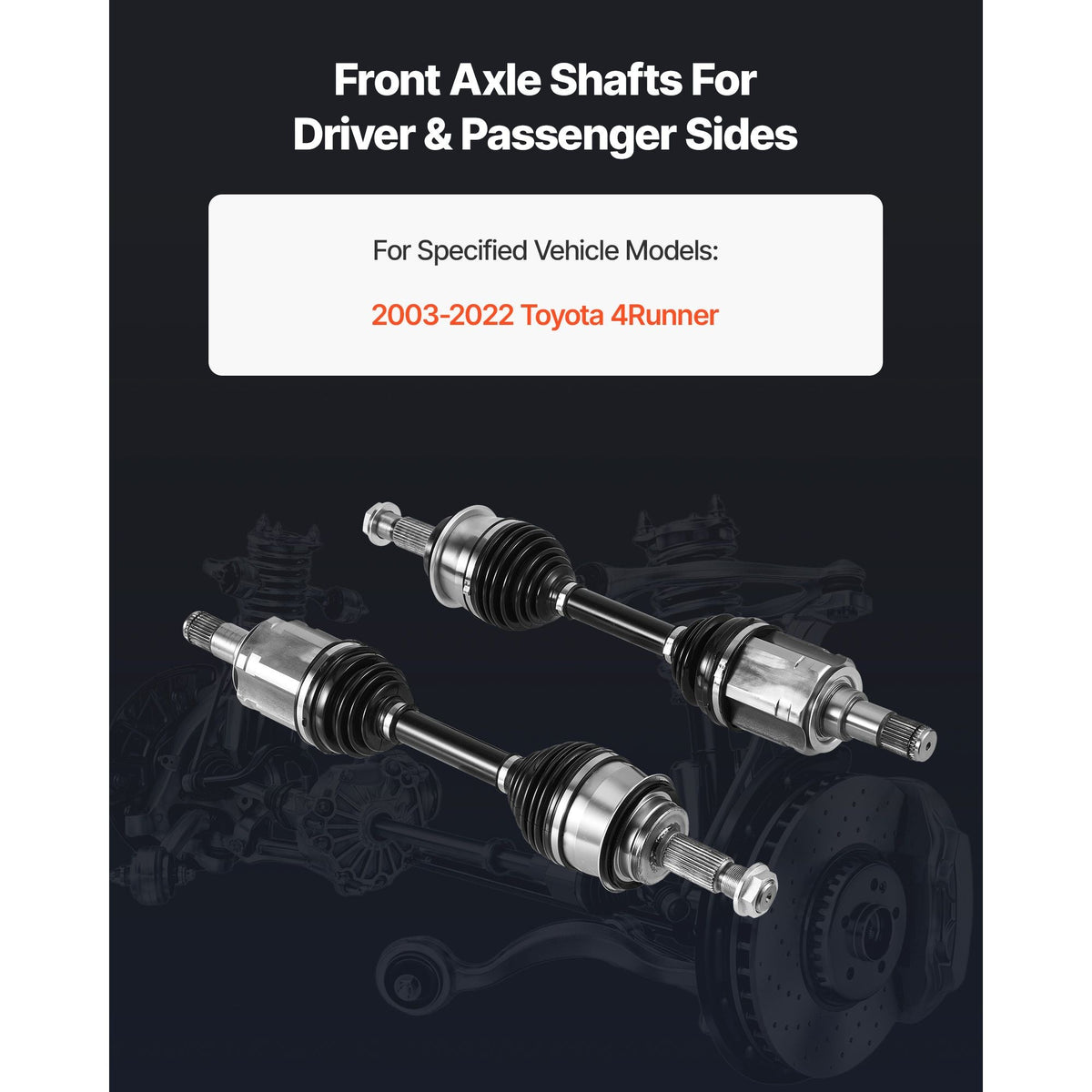 CV Axle Shaft Assembly, 2 Pieces Front Left & Right (Driver and Passenger Side), Automotive Replacement CV Joint Axles Pair Compatible with 2003-2022 Toyota 4Runner, Alloy Steel & Carbon Steel