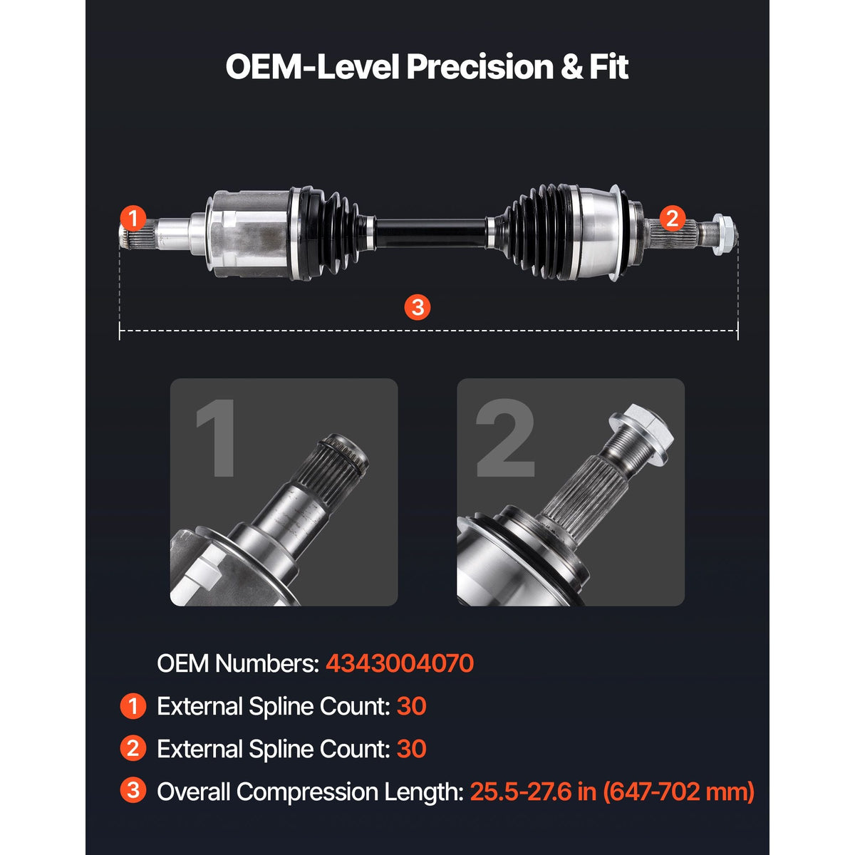 CV Axle Shaft Assembly, 2 Pieces Front Left & Right (Driver and Passenger Side), Automotive Replacement CV Joint Axles Pair Compatible with 2003-2022 Toyota 4Runner, Alloy Steel & Carbon Steel