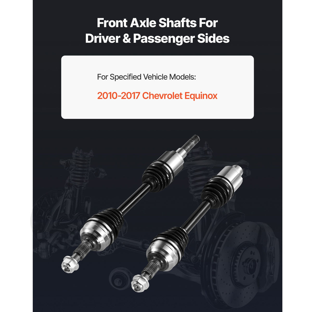 CV Axle Shaft Assembly, 2 Pieces Front Left & Right (Driver and Passenger Side), Automotive Replacement Joint Axles Pair Compatible with 2010-2017 Chevrolet Equinox, Alloy Steel & Carbon Steel