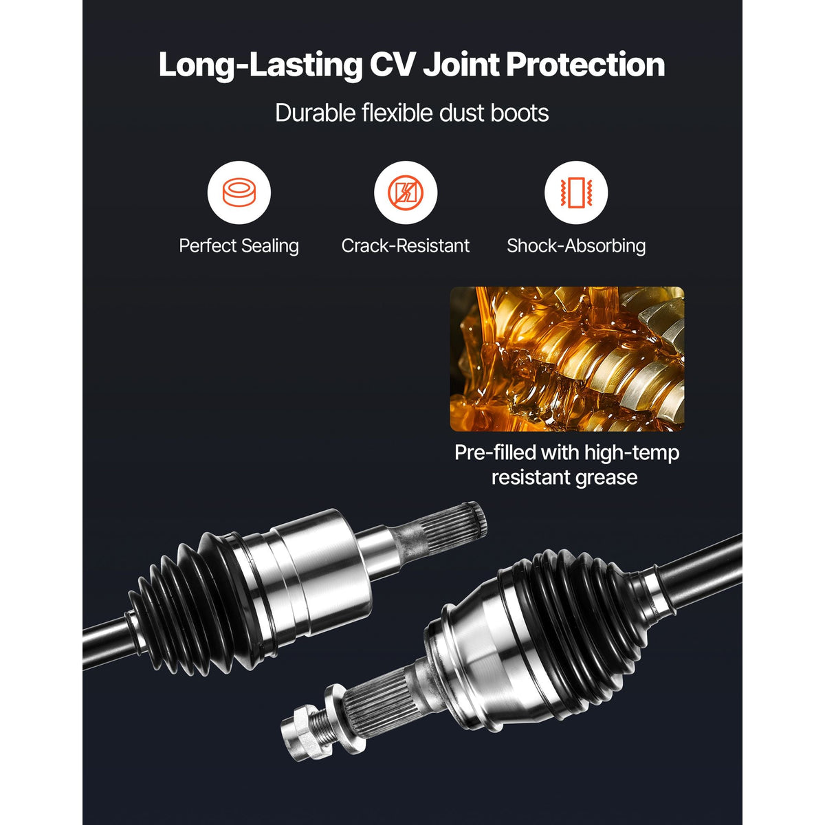 CV Axle Shaft Assembly, 2 Pieces Front Left & Right Side (Driver and Passenger Side), Automotive Replacement CV Joint Axles Pair Compatible with 2006-2010 Hummer H3, Alloy Steel & Carbon Steel