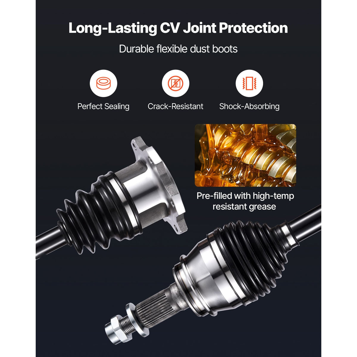 CV Axle Shaft Assembly, Front Left or Right Side (Driver or Passenger Side), Automotive Replacement CV Joint Axle Shaft Compatible with 2007-2020 Cadillac Escalade, Alloy Steel & Carbon Steel