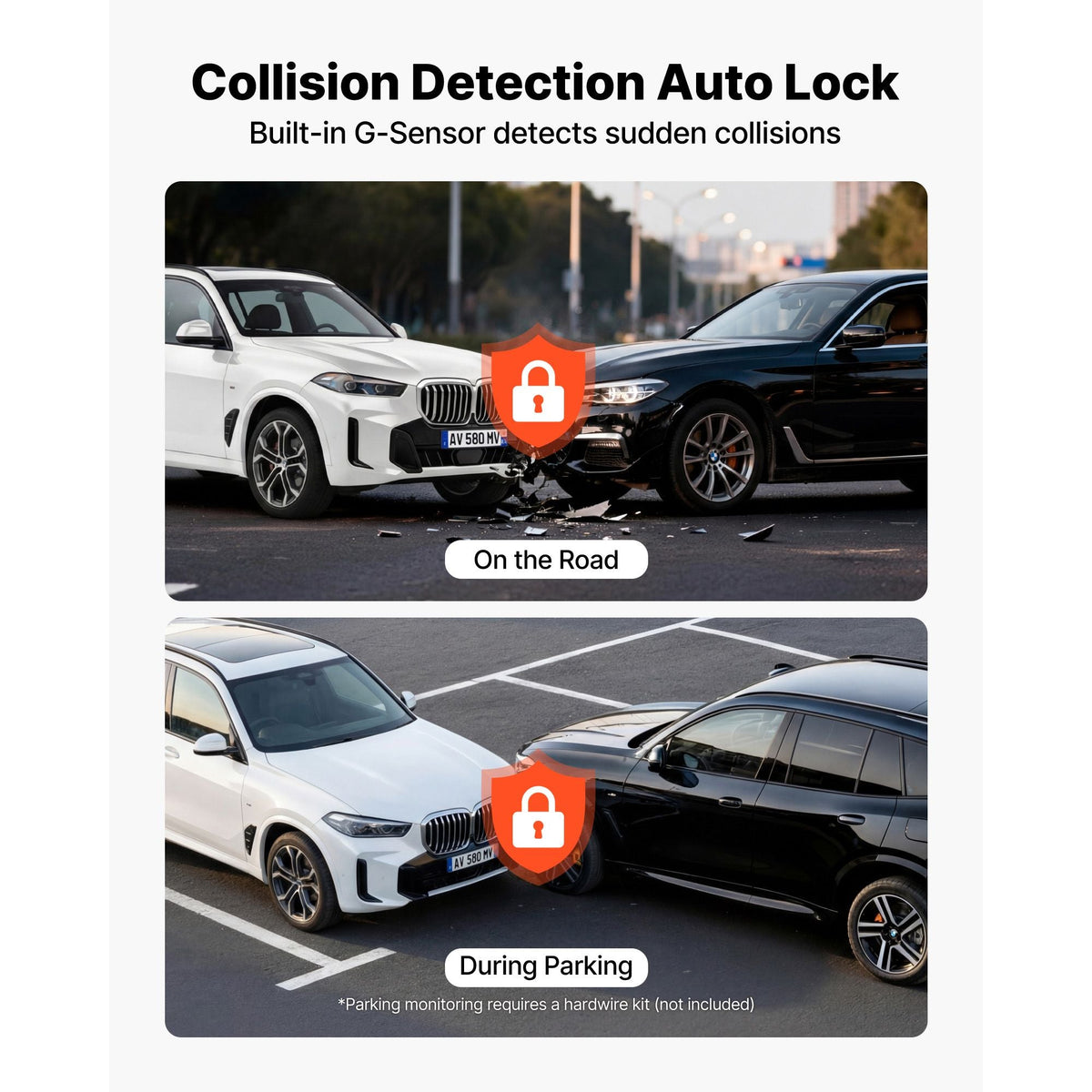 Dash Cam Front and Rear, 4K+1080P, WiFi APP Control, Dual Channel Dash Camera for Cars with Built-in GPS, G-Sensor, Front 123° & Rear 125°, 3" Large Screen, Loop Recording, and Parking Mode