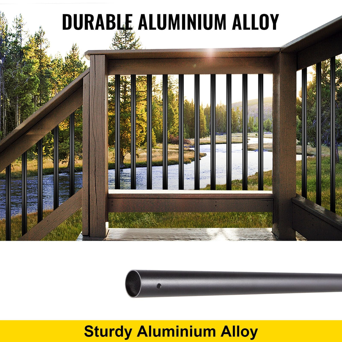 Deck Balusters, 51 Pack Metal Deck Spindles, 26\"x0.75\" Staircase Baluster with Screws, Aluminum Alloy Deck Railing for Wood and Composite Deck, Circle Baluster for Outdoor Stair Deck Porch