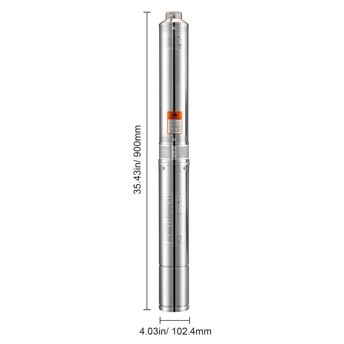 Deep Well Submersible Pump, 1.5 HP Output Power, 115V, 31.7 GPM Flow 276 ft Head, with 32.81 ft Cord, Stainless Steel Water Pump, for Industrial, Irrigation, and Home Use, IP68 Waterproof Grade