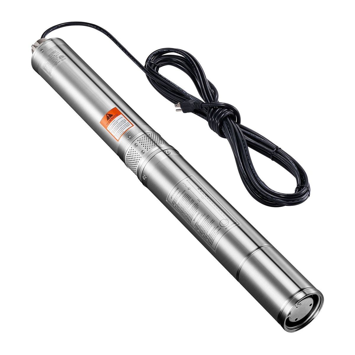Deep Well Submersible Pump, 1.5 HP Output Power, 115V, 31.7 GPM Flow 276 ft Head, with 32.81 ft Cord, Stainless Steel Water Pump, for Industrial, Irrigation, and Home Use, IP68 Waterproof Grade