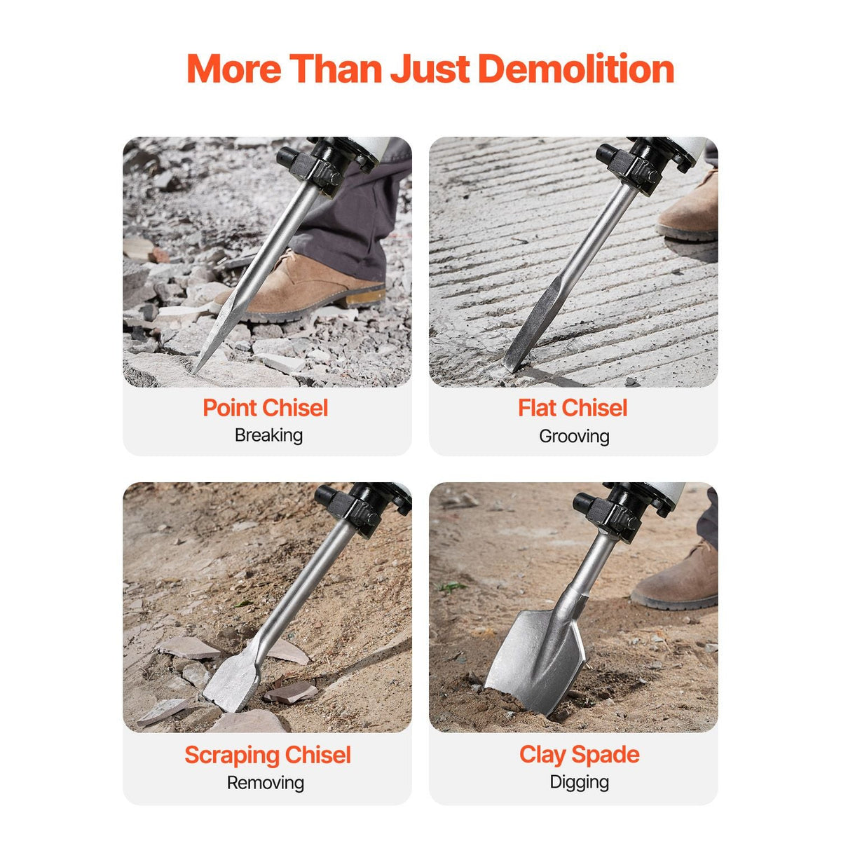 Demolition Jack Hammer, 2800 W Powerful Electric Jackhammer, 1200 BPM Concrete Breaker with 3 Chisels, a Clay Spade, Carrying Case, Gloves, for Concrete, Wall, Brick, Tile and Foundation