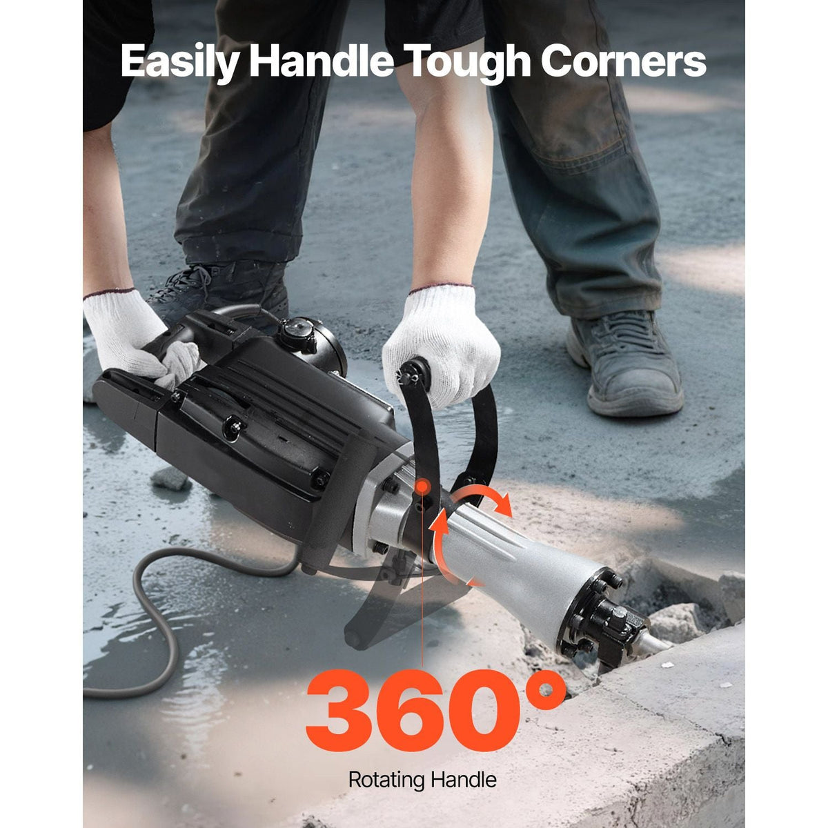 Demolition Jack Hammer, 2800 W Powerful Electric Jackhammer, 1200 BPM Concrete Breaker with 3 Chisels, a Clay Spade, Carrying Case, Gloves, for Concrete, Wall, Brick, Tile and Foundation