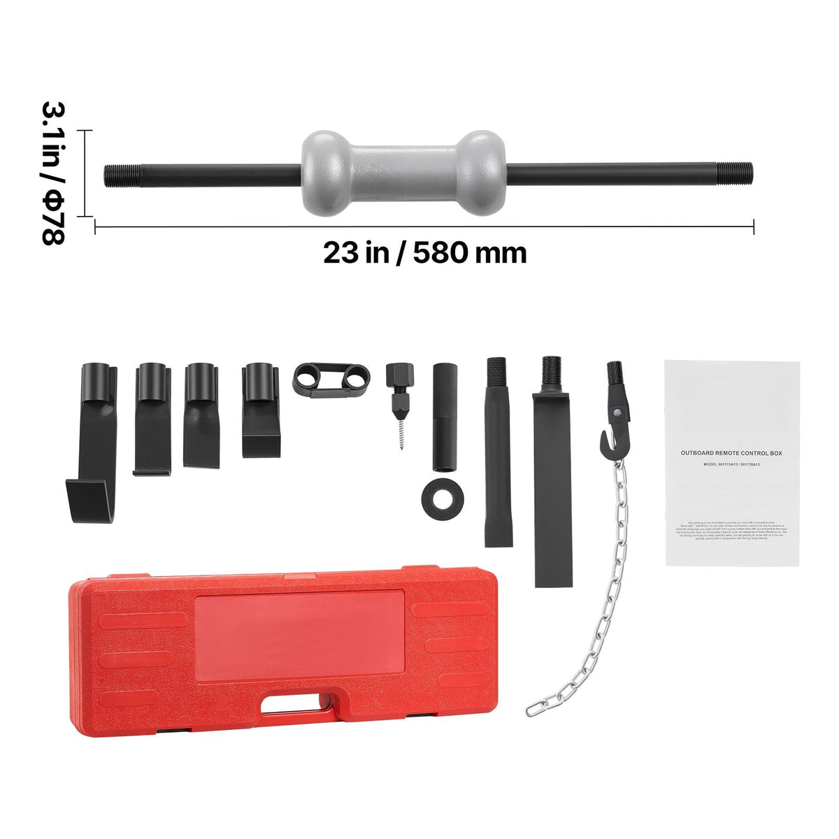 Dent Puller Kit, 10 lbs 13-in-1 Slide Hammer Dent Removal Kit, Heavy-Duty Auto Body Truck Repair Automotive Damage Remover Tool Repair Frame with Carrying Case, Extension Rod, Non-Slip Handle