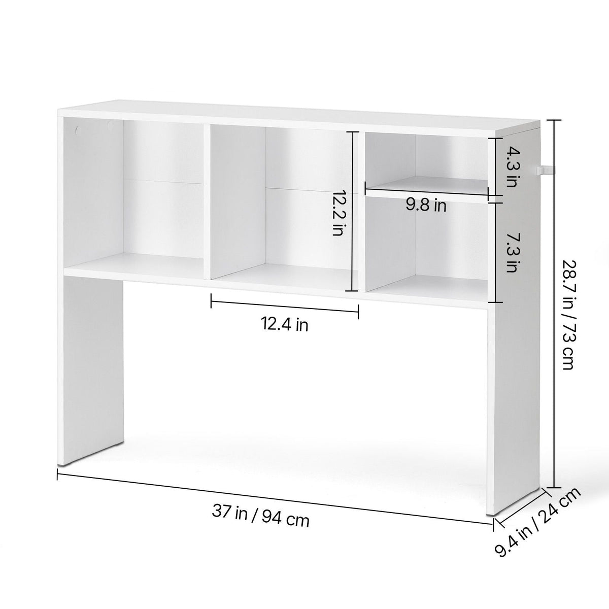 Desktop Bookshelf, 1-Tier Desktop Storage Organizer, 37" x 9.4" x 28.7" Office Storage Rack Wood Display Shelf, Desktop Bookshelf Hutch with Anti-Slip Feet Pads, for Office, Home & Dorm, White