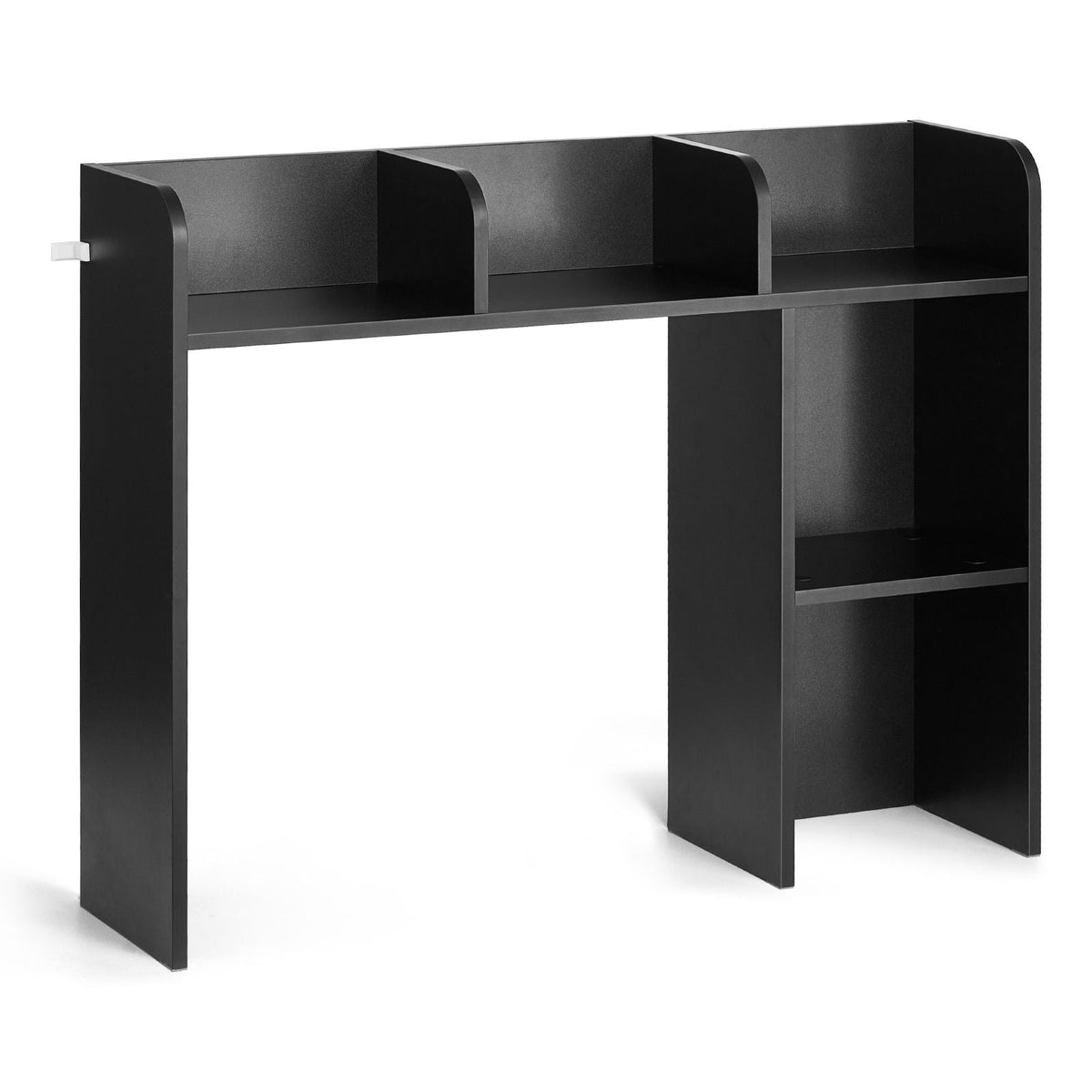 Desktop Bookshelf, 2-Tier Desktop Storage Organizer, 37.2" x 9.5" x 28.9" Office Storage Rack Wood Display Shelf, Desktop Bookshelf Hutch with Anti-Slip Feet Pads, for Office, Home & Dorm, Black
