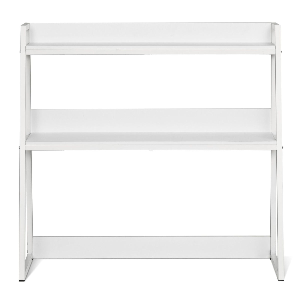 Desktop Bookshelf, 2-Tier Desktop Storage Organizer, 37.4" x 12.6" x 35.4" Office Desk Storage Rack Display Shelf, Desktop Bookshelf Hutch with Anti-Slip Feet Pads, for Home & Dorm, White