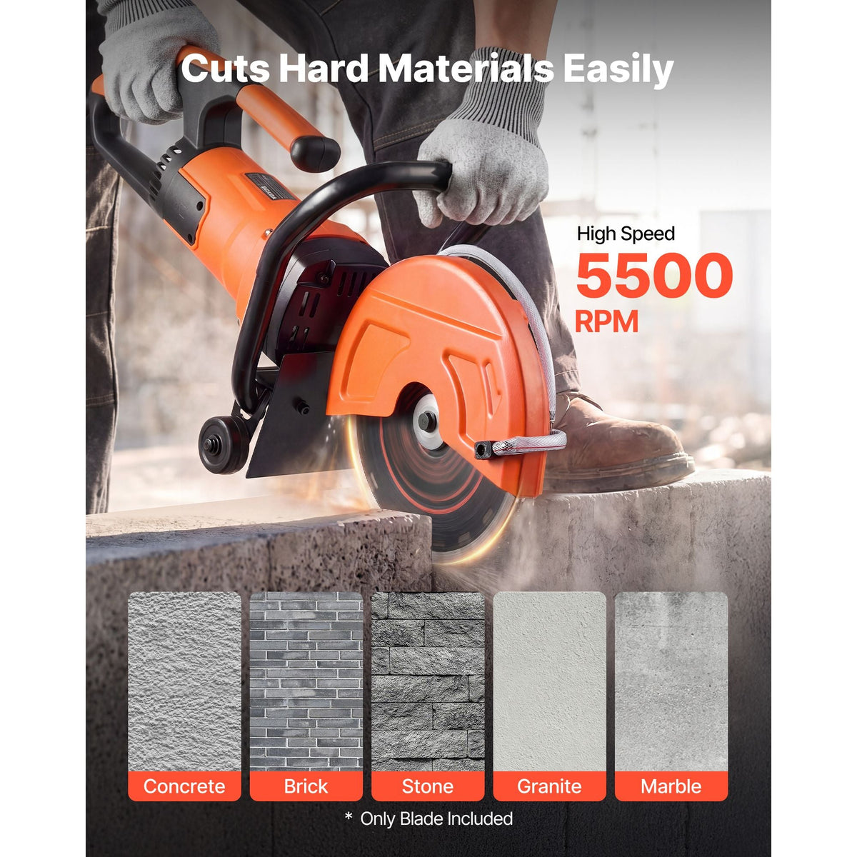 Diamond Blades 9 inch, 3-Pack Concrete Saw Blade Set, 7/8 in Arbor, High-Hardness Diamond Segments, 65Mn Steel Core, Dry Wet Cutting, Clean Edges for Concrete, Masonry, Brick, Stone, Granite