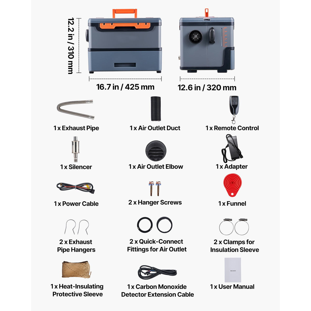 Diesel Heater, 8KW, DC 12V/24V, All in One Portable Diesel Air Heater with Bluetooth APP Control, Remote Control and LCD Screen, 1.3 Gal Fuel Tank for Trucks, Vans, RVs, Campers, and Garages