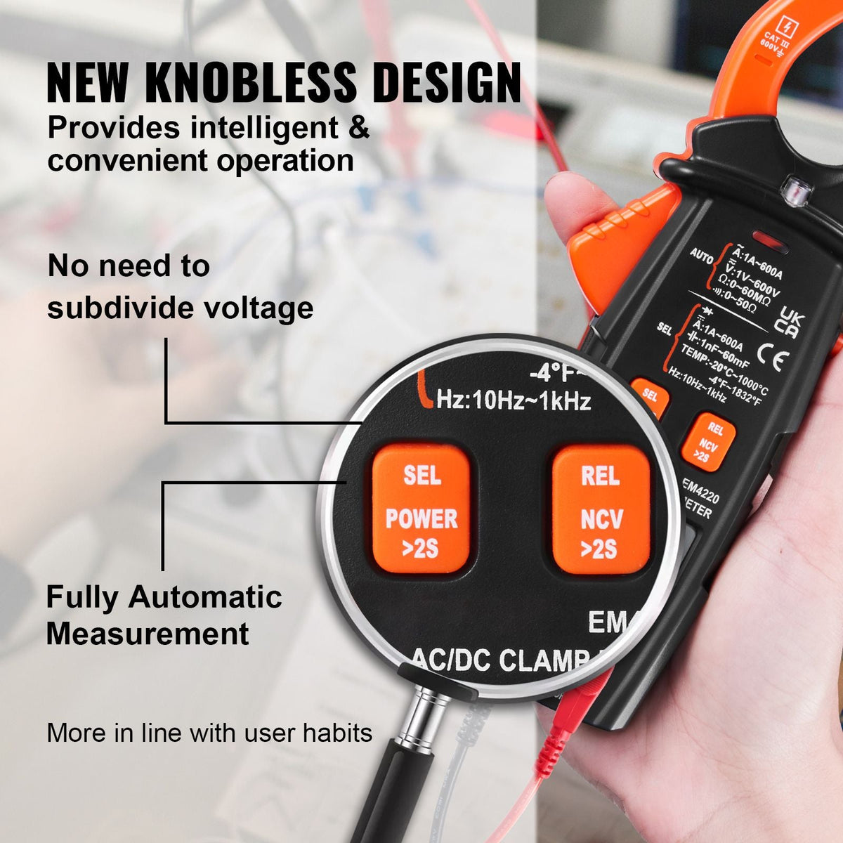 Digital Clamp Multimeter, T-RMS 6000 Count, 600A, for Current, Voltage, Resistance, Diodes & Continuity Testing, Data Hold, NCV, Ideal for Domestic Appliances & Railway Maintenance