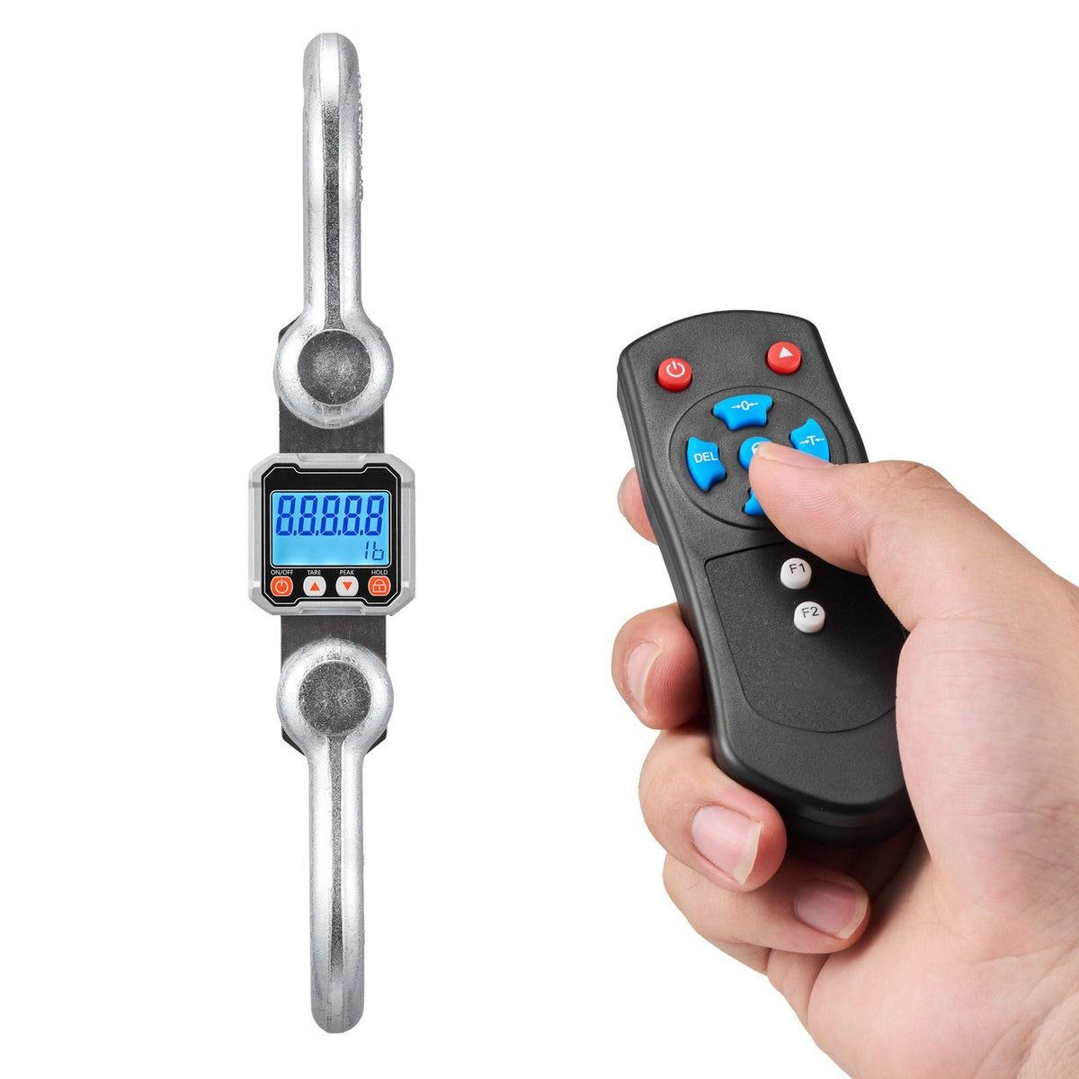 Digital Crane Scale, 22000 lbs/10 T Max Capacity, Heavy Duty Industrial Hanging Scale with Cast Aluminum Case & LCD Display, 5 lbs Division & 3 Unit Switch, Remote Control for Garage Factory
