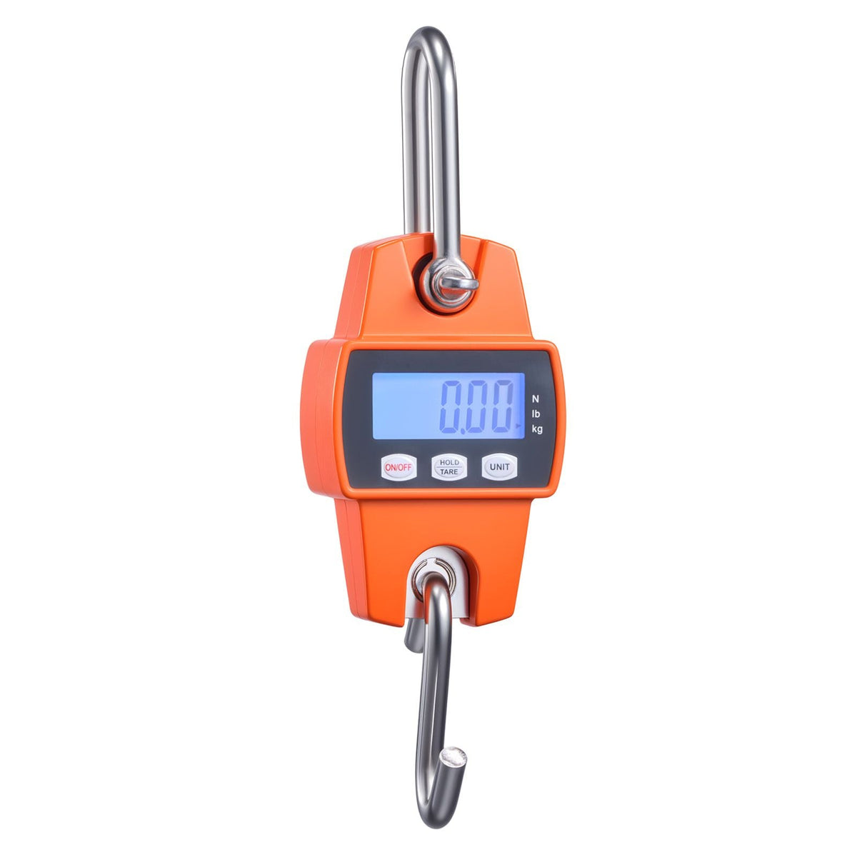Digital Crane Scale, 660 lbs/300 kg Max Capacity, Handheld Hanging Scale with Cast Aluminum Case & LCD Display, 0.1 lbs Division & 3 Unit Switch, Portable Design for Farm Hunting Fishing, Orange