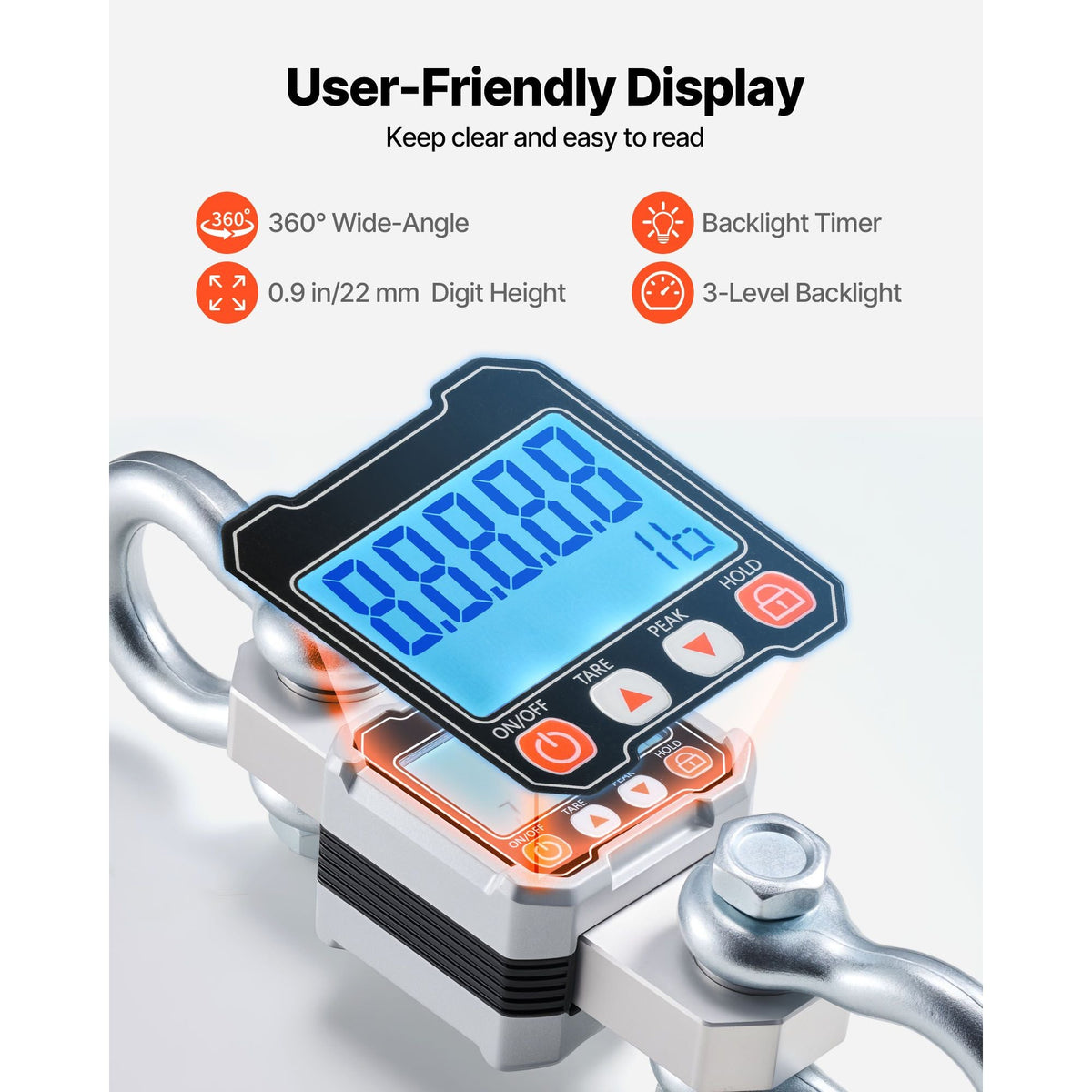 Digital Crane Scale, 6600 lbs/3000 kg Max Capacity, Heavy Duty Industrial Hanging Scale with Cast Aluminum Case & LCD Display, 1 lbs Division & 3 Unit Switch, Remote Control for Garage Factory