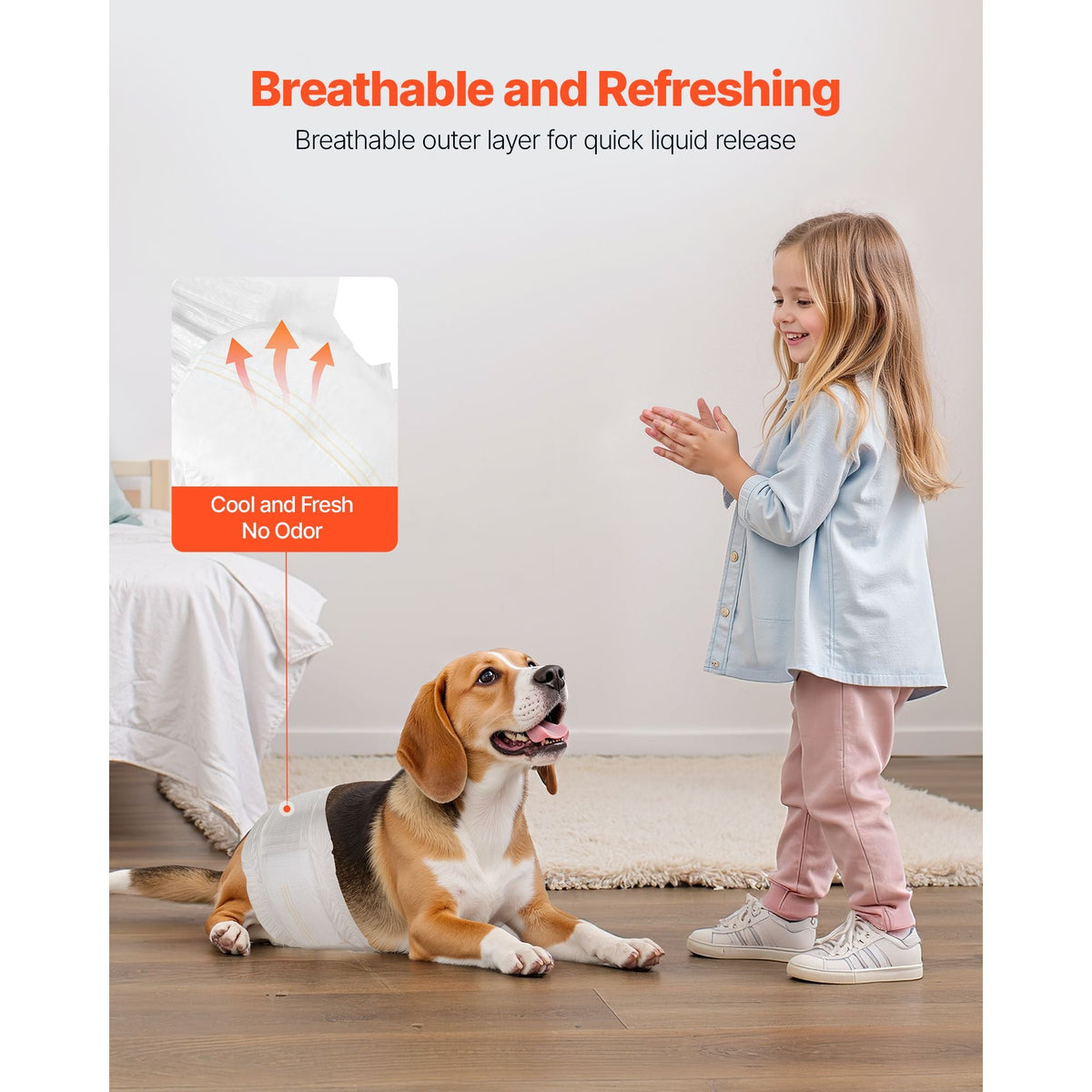 Disposable Male Dog Diapers, Super Absorbent Male Dog Wraps, 360 ° Leak-Proof Belly Bands with Wetness Indicator for Doggies in Heat, Training, Incontinence - S, 144 Count (2 Packs of 72)