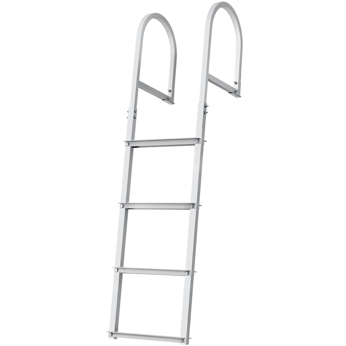 Dock Ladder, Removable 4 Steps, 500 lbs Load Capacity, Aluminum Alloy Pontoon Boat Ladder with 3.1'' Wide Step & Nonslip Rubber Mat, Easy to Install for Ship/Lake/Pool/Marine Boarding