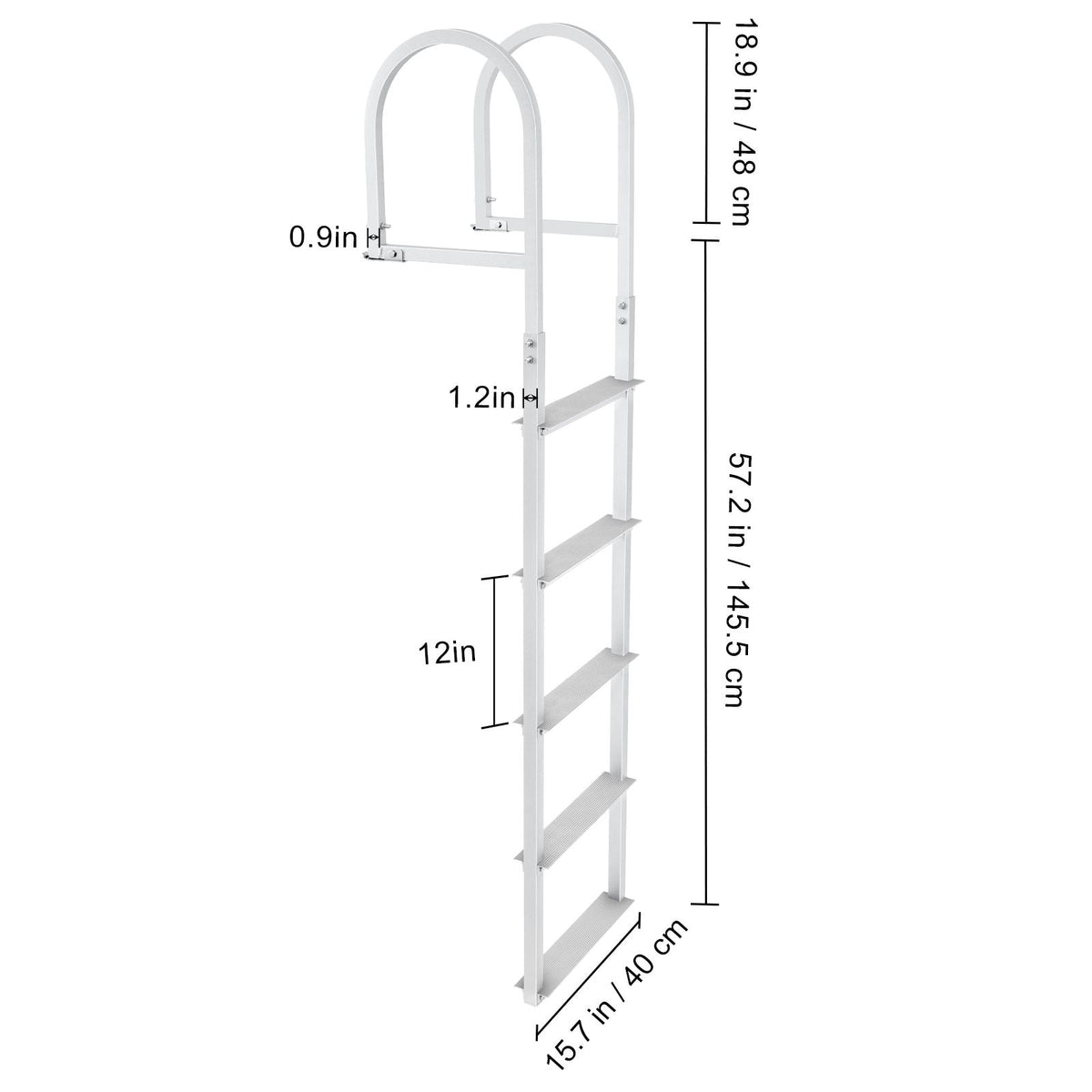Dock Ladder, Removable 5 Steps, 500 lbs Load Capacity, Aluminum Alloy Pontoon Boat Ladder with 3.1'' Wide Step & Nonslip Rubber Mat, Easy to Install for Ship/Lake/Pool/Marine Boarding