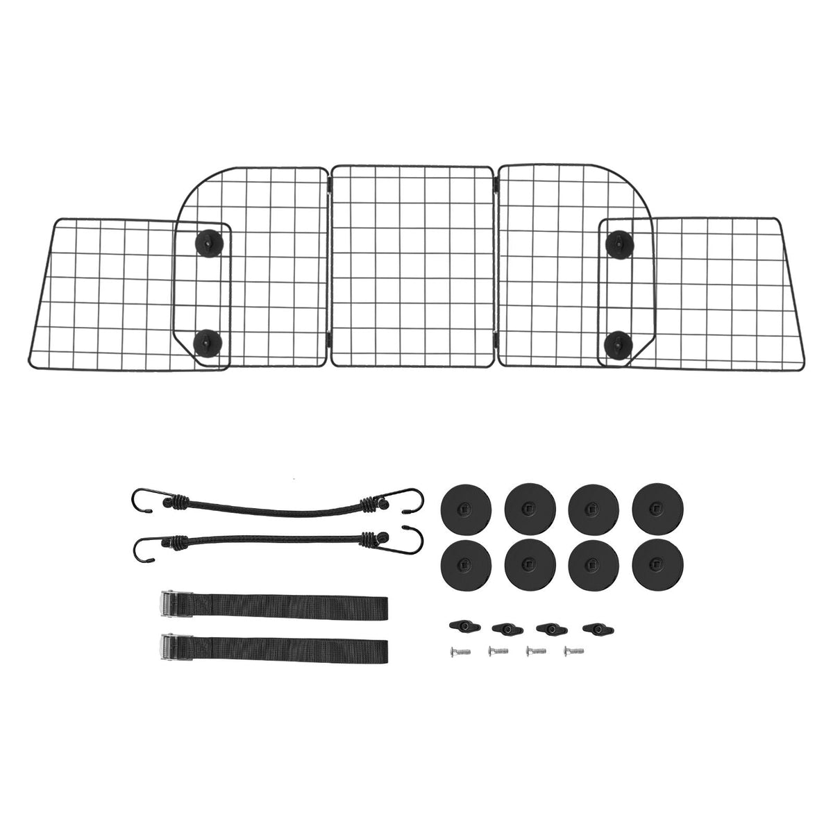 Dog Car Barrier, 38.5"-61.6" Adjustable Car Divider for Trunk Cargo Area, Universal-Fit Back Seat Heavy-Duty Wire Mesh Dogs Separator Guard Net, Vehicle Pet Barrier for Sedans, Trucks and SUVs
