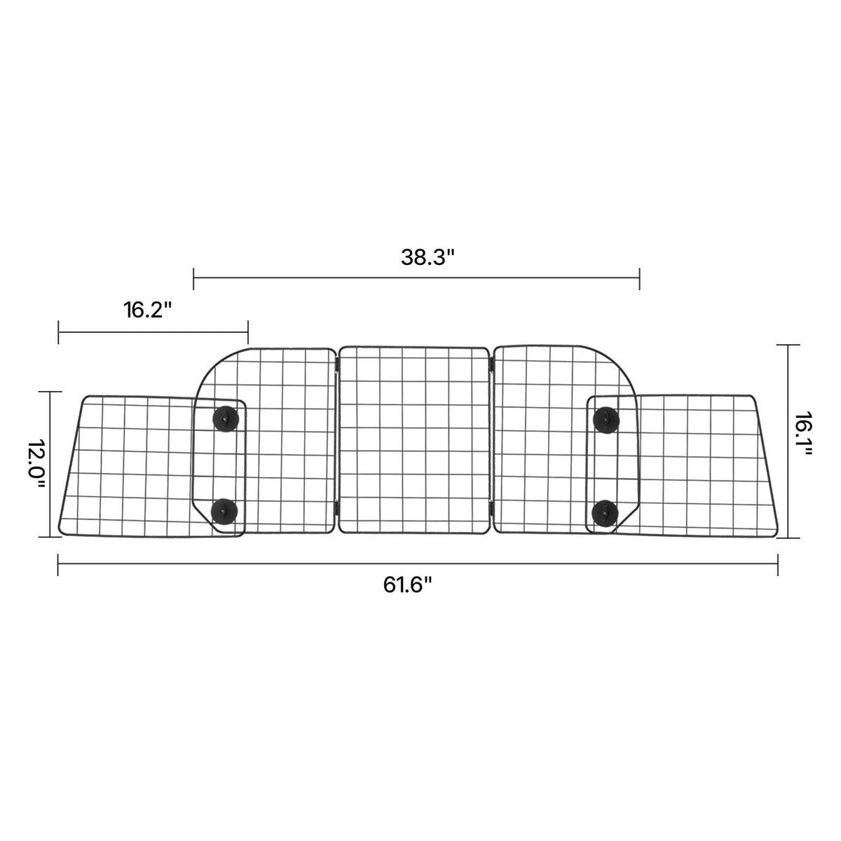 Dog Car Barrier, 38.5"-61.6" Adjustable Car Divider for Trunk Cargo Area, Universal-Fit Back Seat Heavy-Duty Wire Mesh Dogs Separator Guard Net, Vehicle Pet Barrier for Sedans, Trucks and SUVs