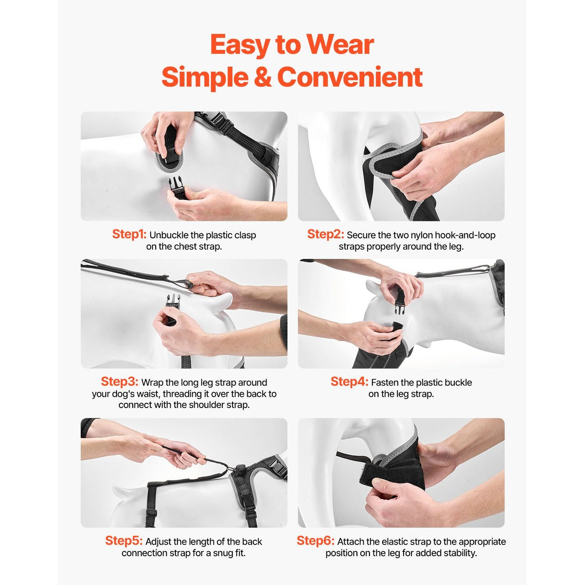 Dog Knee Brace for Torn ACL, Dog Leg Brace with Adjustable Hinge Stabilizer, Pet Knee Support Harness for Right Hind Leg, Pain Relief, Reflective Dog Joint Support Brace for Arthritis Recovery