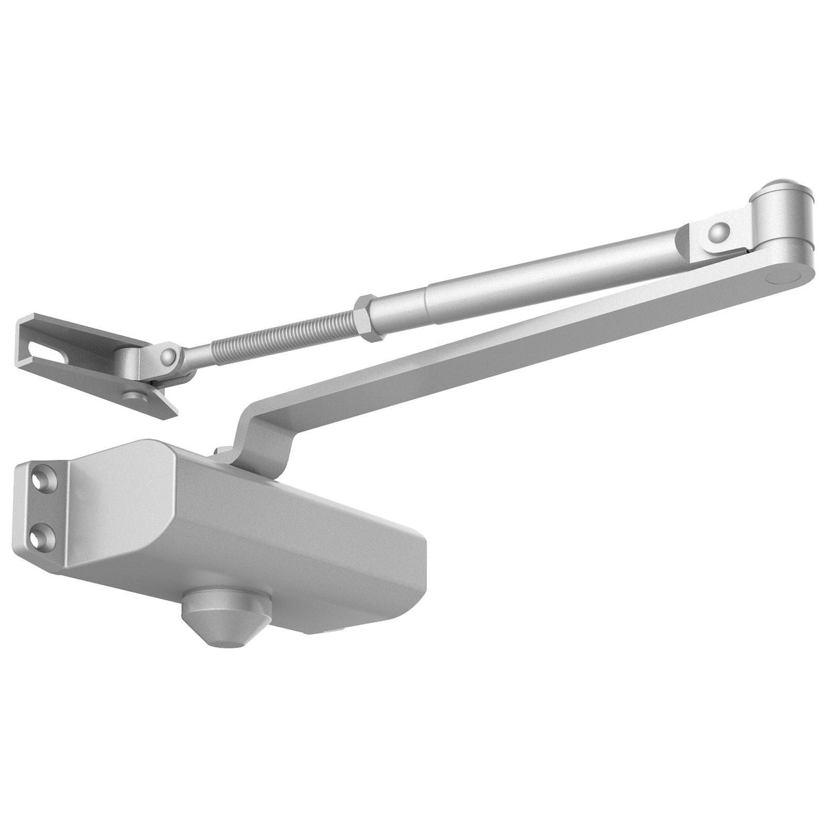 Door Closer, Automatic Door Closer Commercial or Residential Use for Door Weights 100 Lbs, Adjustable Size Hydraulic Buffer Door Closers Heavy Duty Cast Aluminum Body, Easy Install, Silver