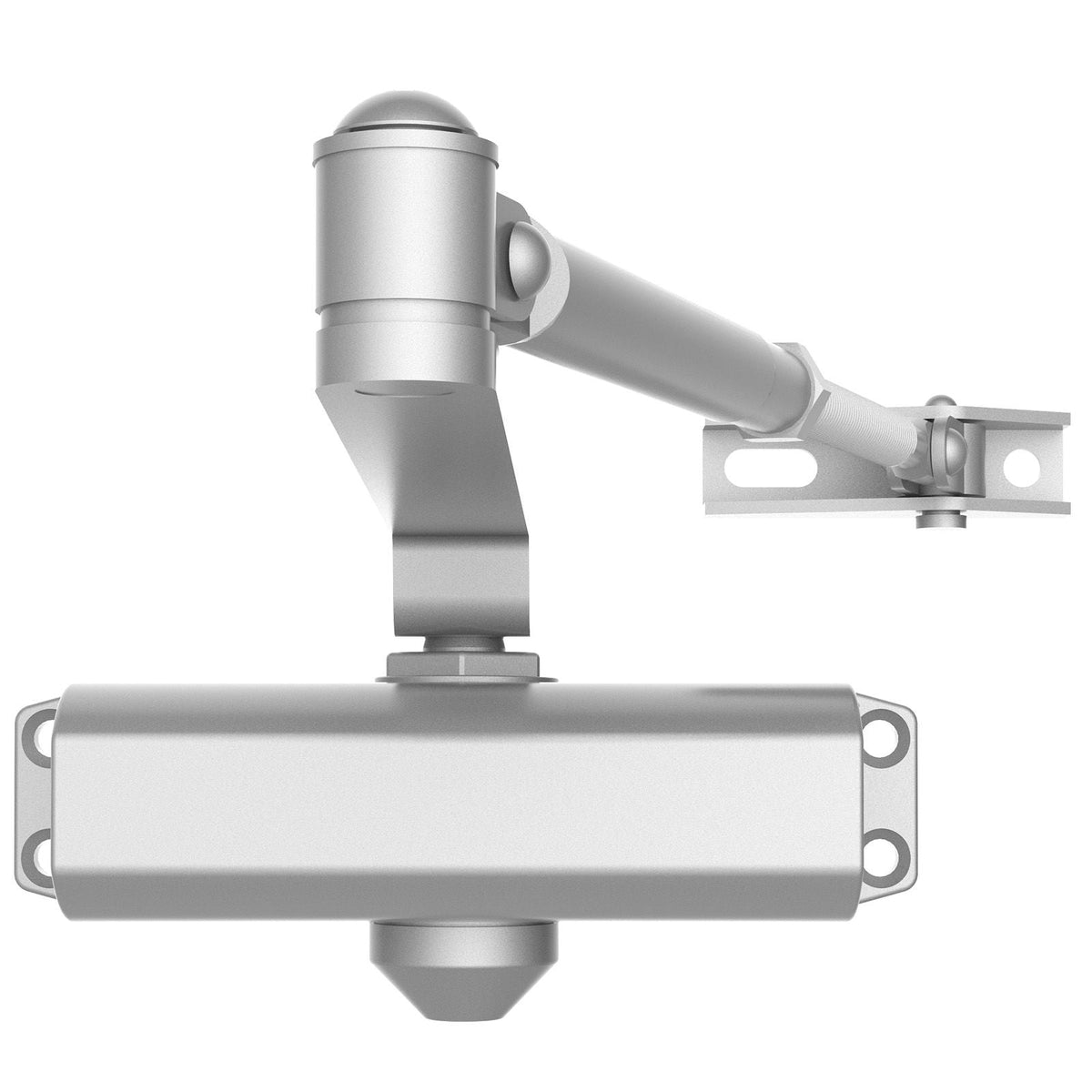 Door Closer, Automatic Door Closer Commercial or Residential Use for Door Weights 100 Lbs, Adjustable Size Hydraulic Buffer Door Closers Heavy Duty Cast Aluminum Body, Easy Install, Silver