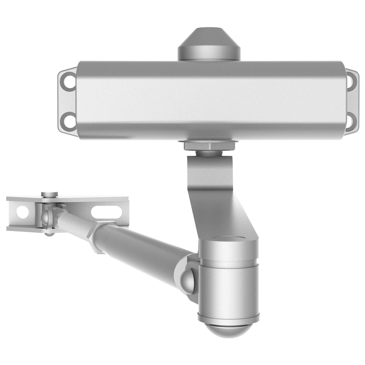 Door Closer, Automatic Door Closer Commercial or Residential Use for Door Weights 100 Lbs, Adjustable Size Hydraulic Buffer Door Closers Heavy Duty Cast Aluminum Body, Easy Install, Silver