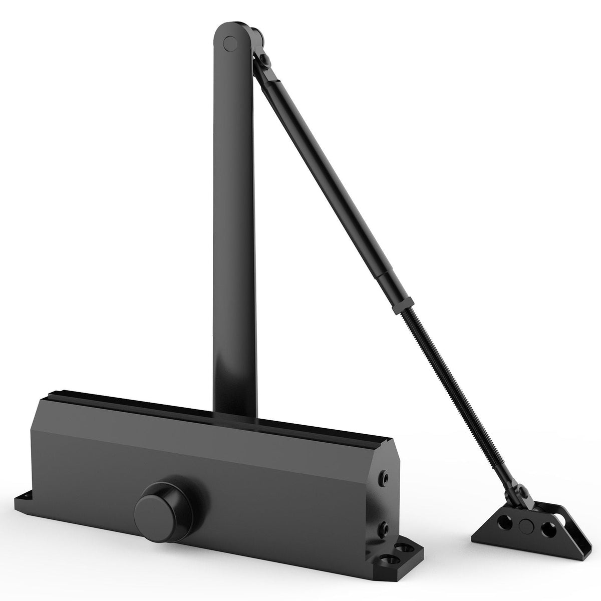 Door Closer, Automatic Door Closer Commercial or Residential Use for Door Weights 330 Lbs, Adjustable Size Hydraulic Buffer Door Closers Heavy Duty Cast Aluminum Body, Easy Install, Black