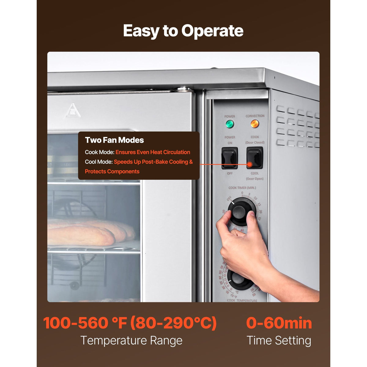 Double Deck Gas Convection Oven, 14 cu.ft Full-Size Commercial Convection Oven, 40,000 BTU x 2 Powerful Burners, Natural Gas Commercial Ovens with Two Fan Modes, for Bakery, Restaurant & Kitchen