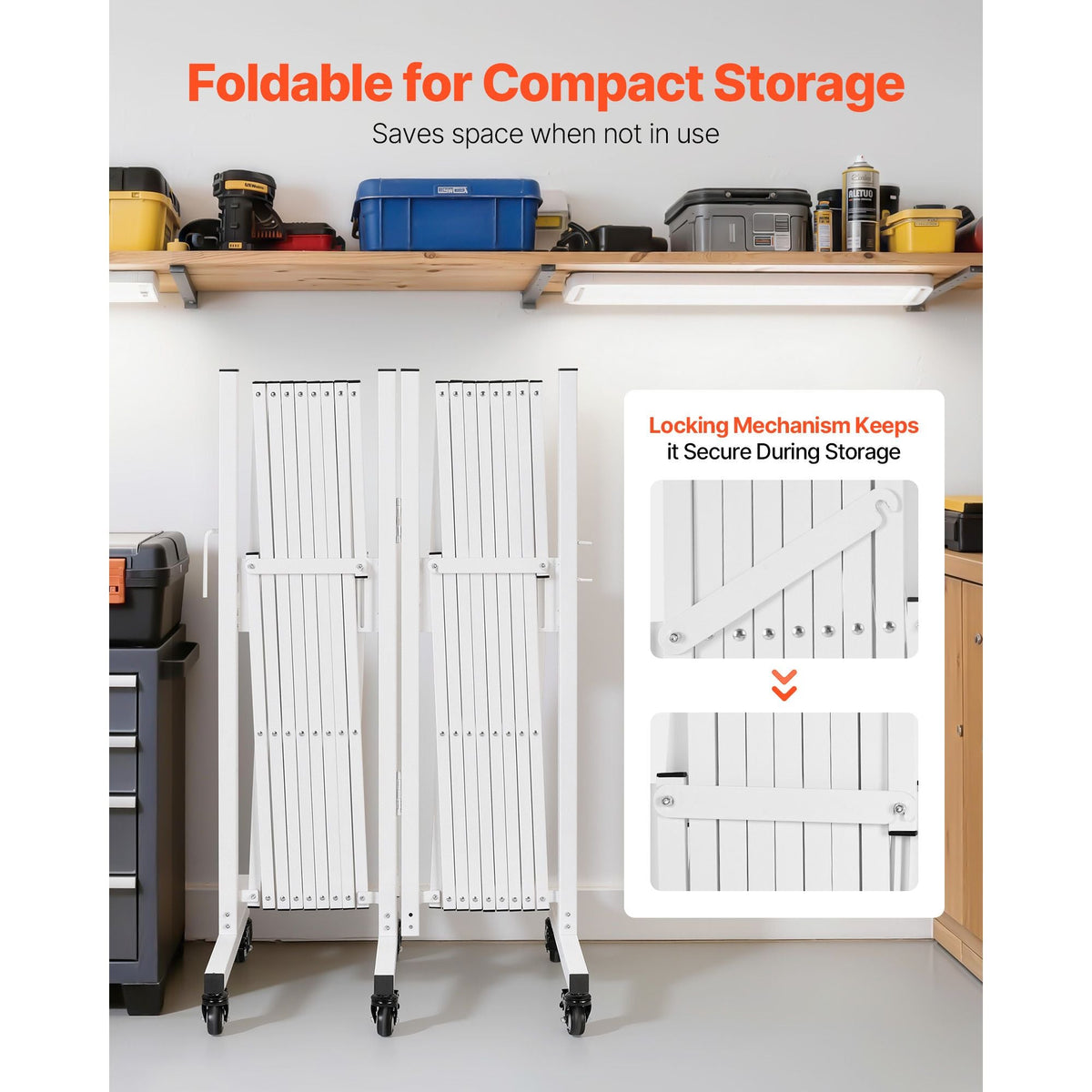 Double Expandable Barricades, 18FT Expandable Safety Barrier, 0-180° Rotatable Mobile Barricade with Locking Casters, Portable Folding Security Gate Traffic Fence for Patio Garden Stairway