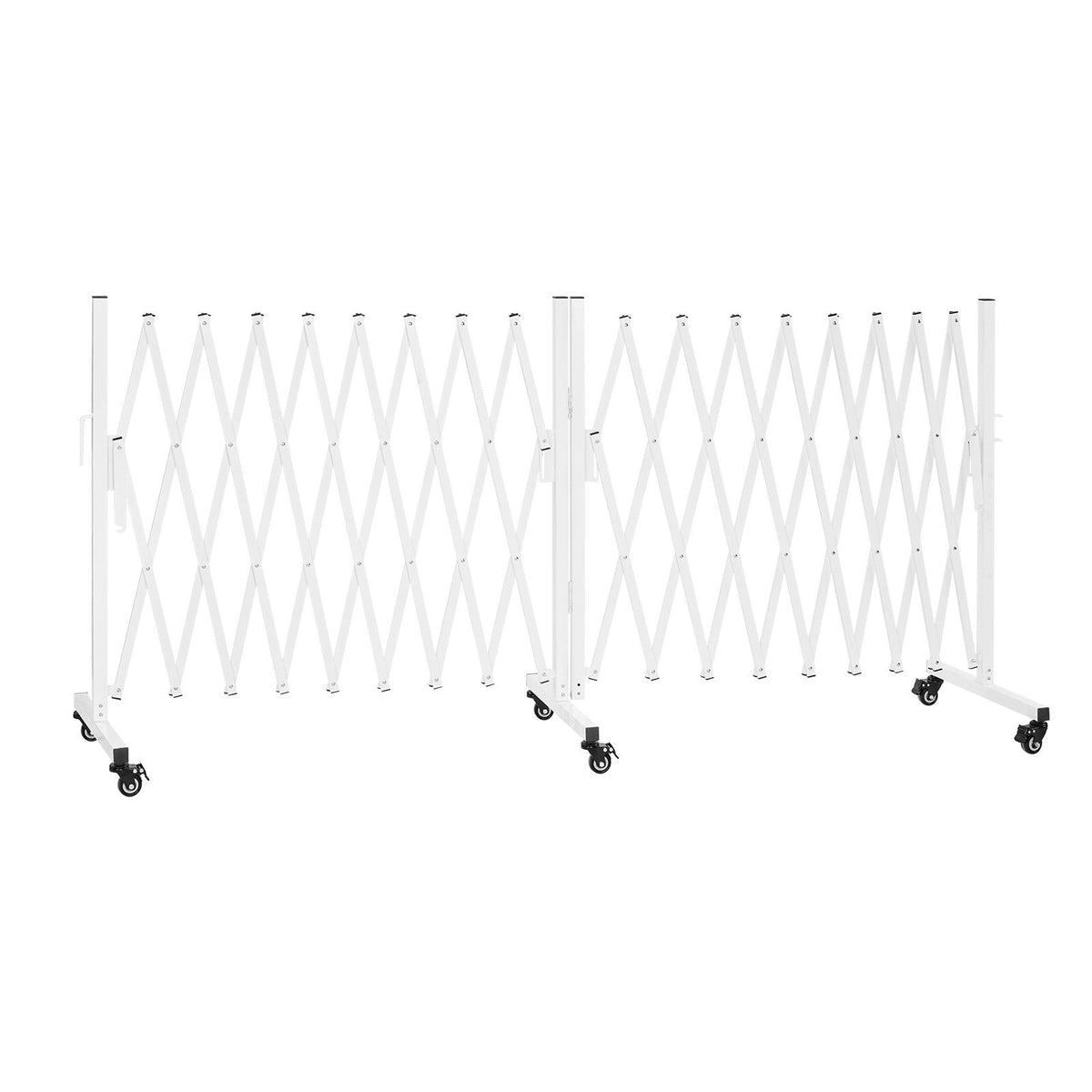 Double Expandable Barricades, 18FT Expandable Safety Barrier, 0-180° Rotatable Mobile Barricade with Locking Casters, Portable Folding Security Gate Traffic Fence for Patio Garden Stairway
