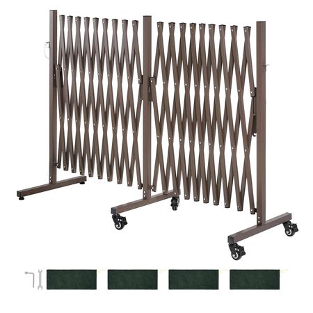 Double Expandable Barricades, 20FT Expandable Safety Barrier, Flexible Mobile Barricade with Locking Casters, Portable Folding Security Gate Metal Traffic Fence for Patio Garden Stairway