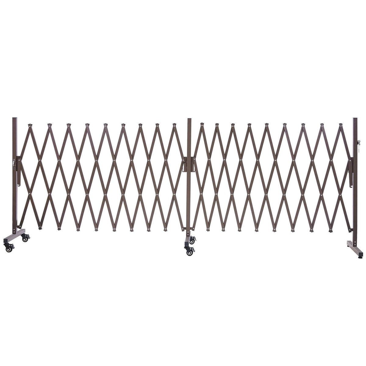 Double Expandable Barricades, 20FT Expandable Safety Barrier, Flexible Mobile Barricade with Locking Casters, Portable Folding Security Gate Metal Traffic Fence for Patio Garden Stairway