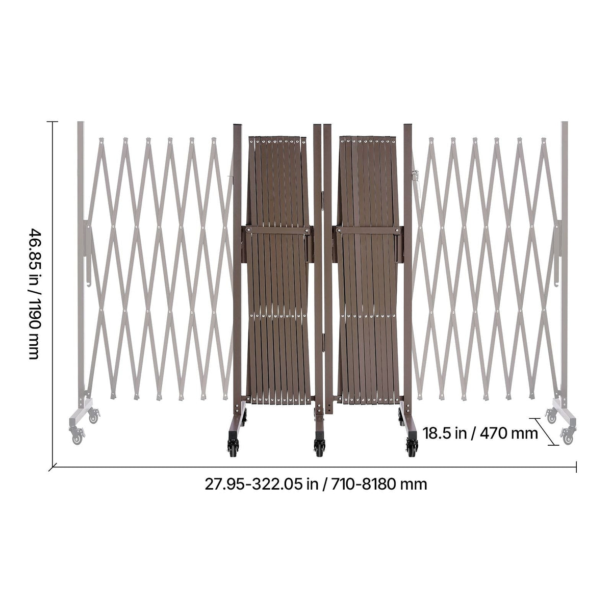 Double Expandable Barricades, 27FT Expandable Safety Barrier, 0-180° Rotatable Mobile Barricade with Locking Casters, Portable Folding Security Gate Traffic Fence for Patio Garden Stairway