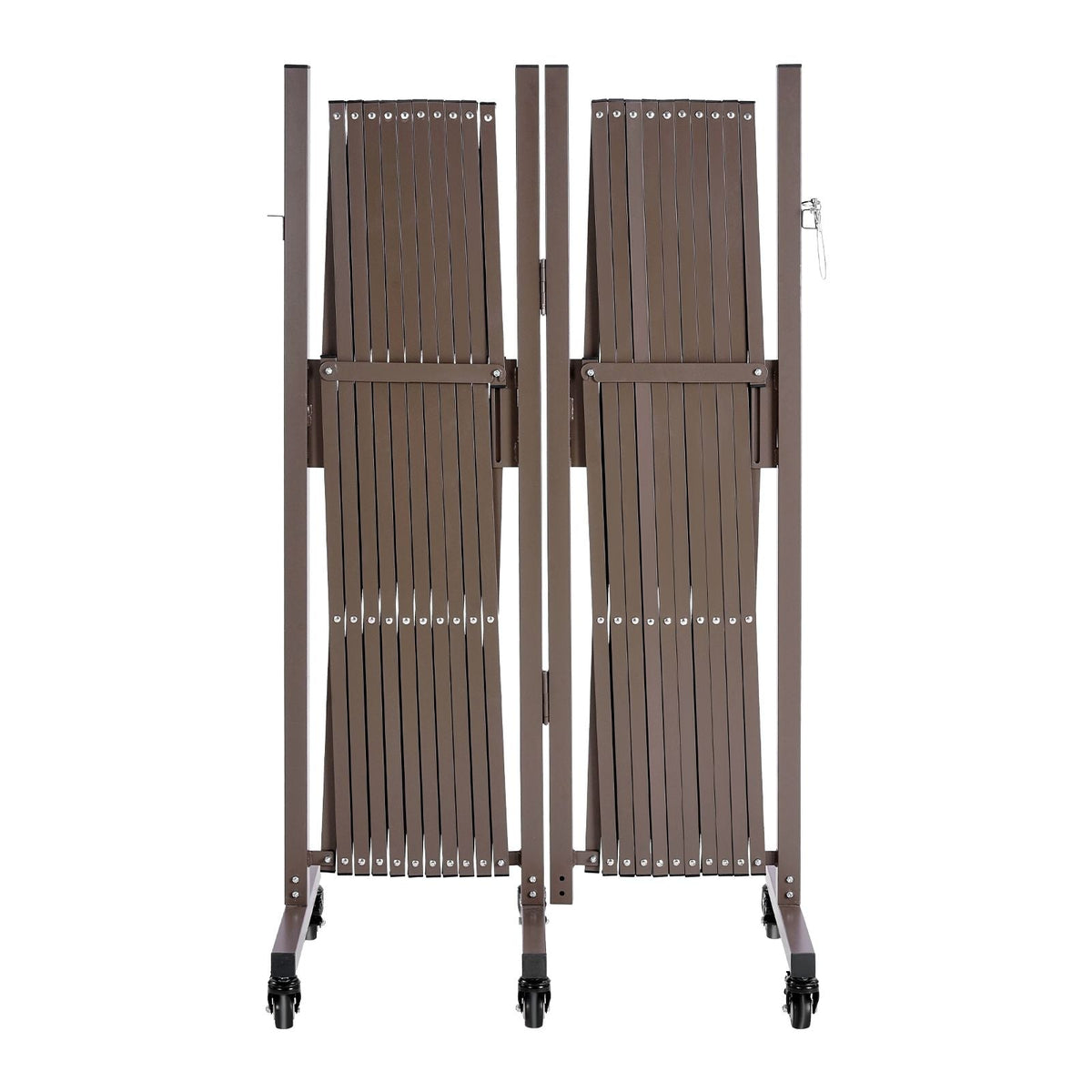 Double Expandable Barricades, 27FT Expandable Safety Barrier, 0-180° Rotatable Mobile Barricade with Locking Casters, Portable Folding Security Gate Traffic Fence for Patio Garden Stairway