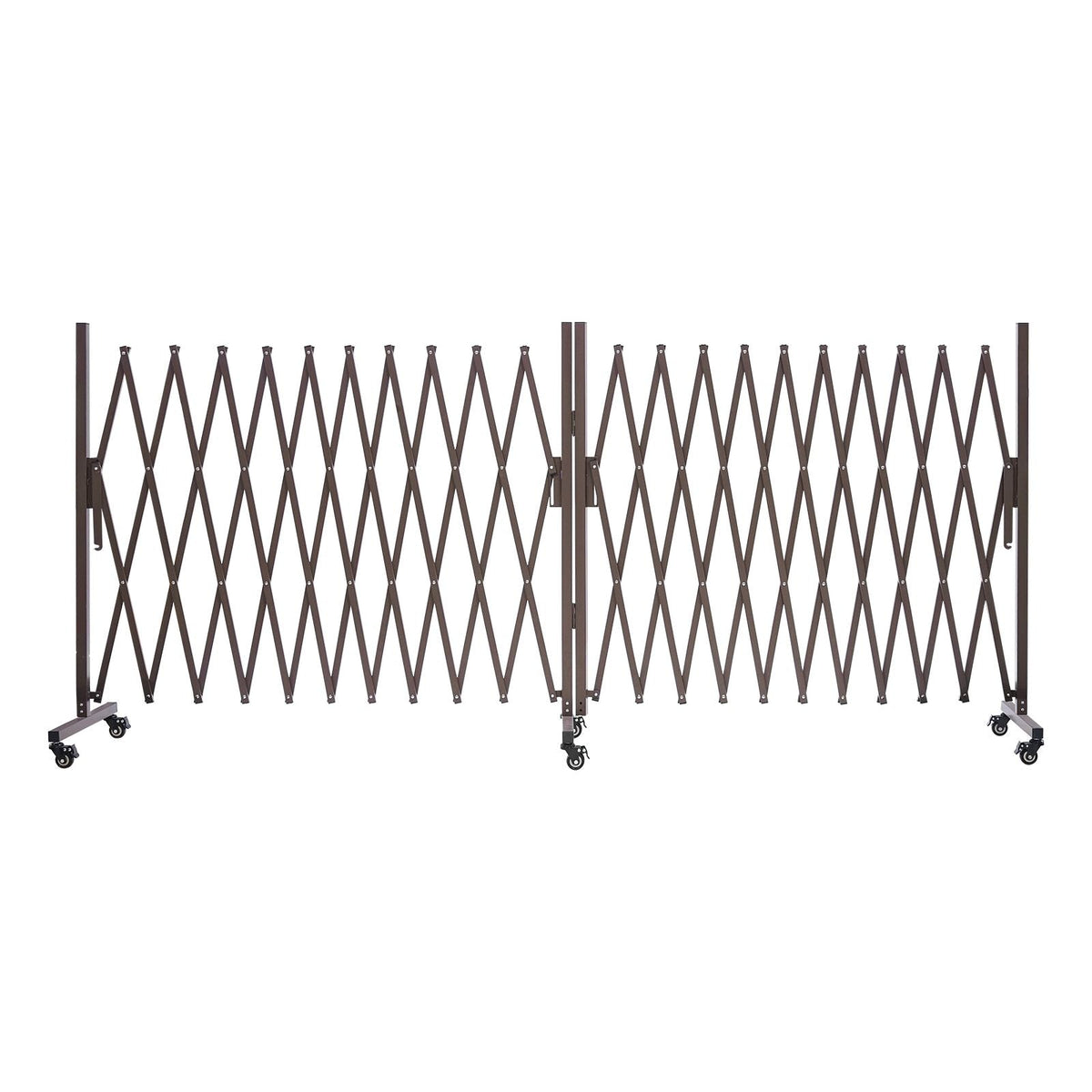Double Expandable Barricades, 27FT Expandable Safety Barrier, 0-180° Rotatable Mobile Barricade with Locking Casters, Portable Folding Security Gate Traffic Fence for Patio Garden Stairway