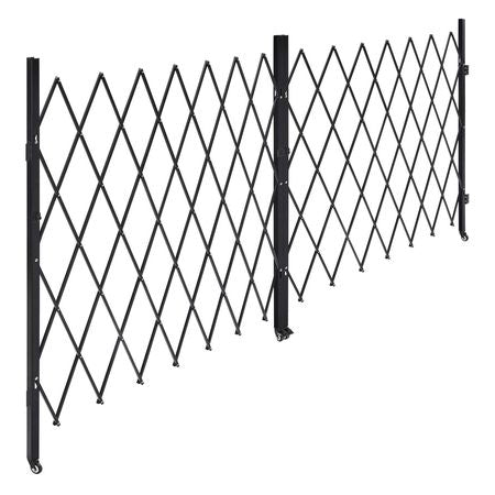 Double Folding Security Gate, Lockable Scissor Gate with 360° Swivel Casters, Outdoor Barricade Steel Retractable Gates, for Entry Security, Garage, Warehouse & Pool, 145.67 x 86.81 in (W x H)