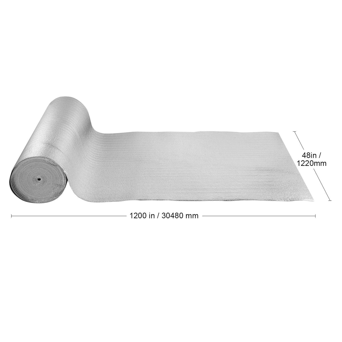 Double Reflective Insulation Roll, Foam Core Radiant Barrier, 3.2 mm 48 in x 100 ft, Double-Sided Aluminum Foil EPE Foam Heat Reflective Shield, Thermal Insulation Roll for Window RV Roof
