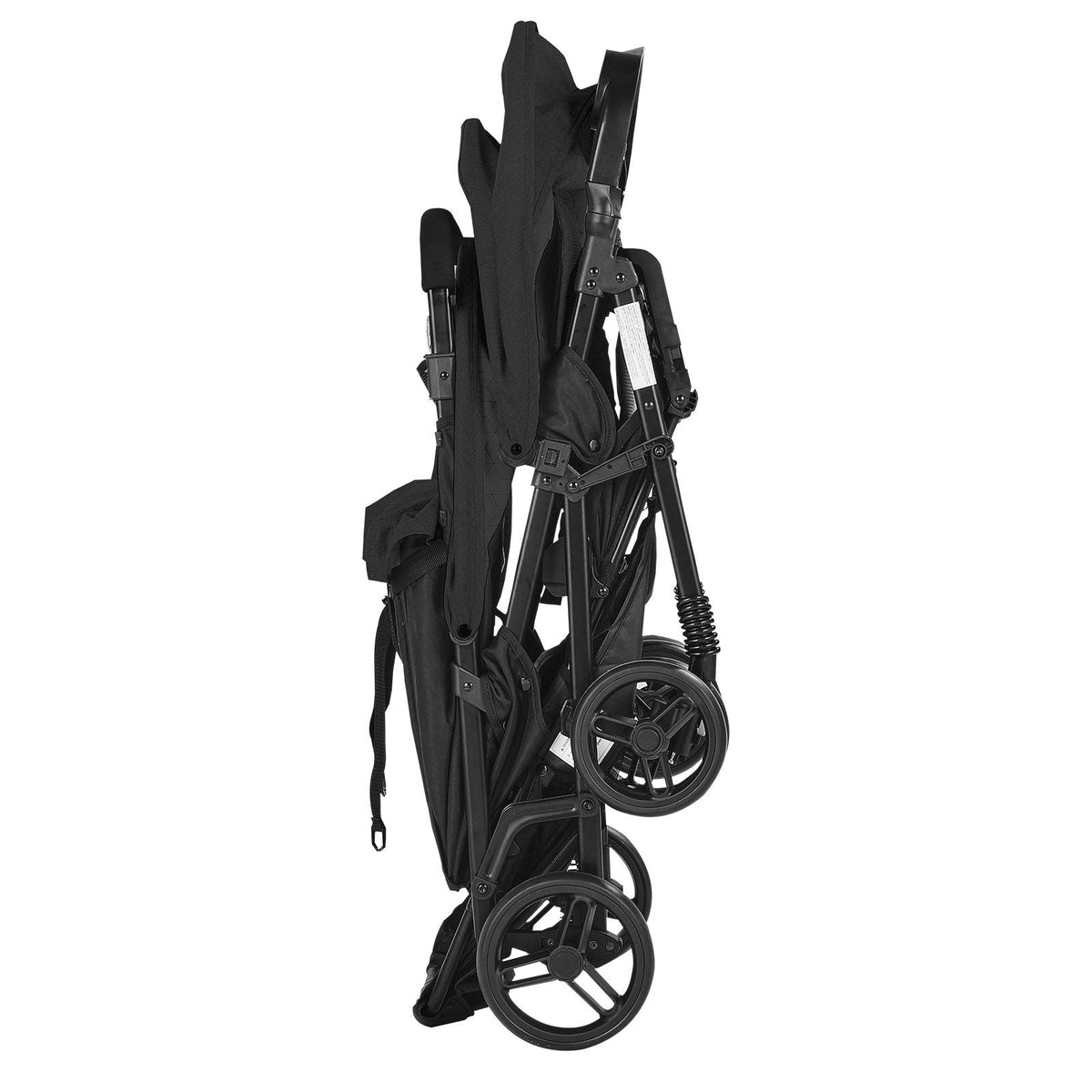 Double Stroller, Foldable Lightweight Twin Stroller with Tandem Seating, Adjustable Backrest/Footrest, Wrap-Around Safety Harness, Storage Basket & Tray, for Newborn and Toddler (Black)