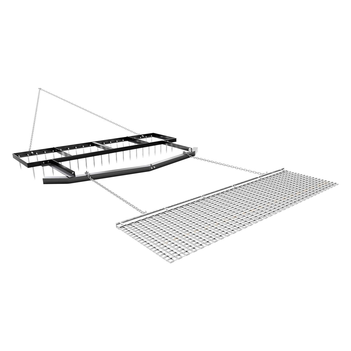 Drag Harrow, 6 ft Tow-Behind Driveway Grader with Chain Harrow, Adjustable Width & 80lbs Load Capacity, Heavy Duty Lawn Leveling Rake, Fits ATVs UTVs Tractors, for Gravel Driveway Field