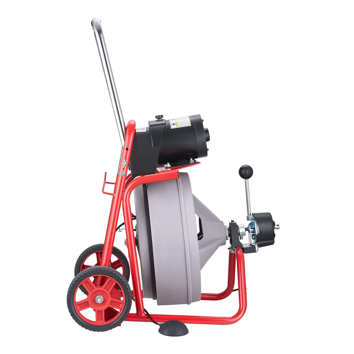 Drain Cleaner Machine 100 FT x 1/2 Inch, Auto Feed Sewer Snake Drain Auger on Wheels, Portable Drain Cleaning Machine with 8 Cutters & Air-Activated Foot Switch for 2" to 6" Pipes