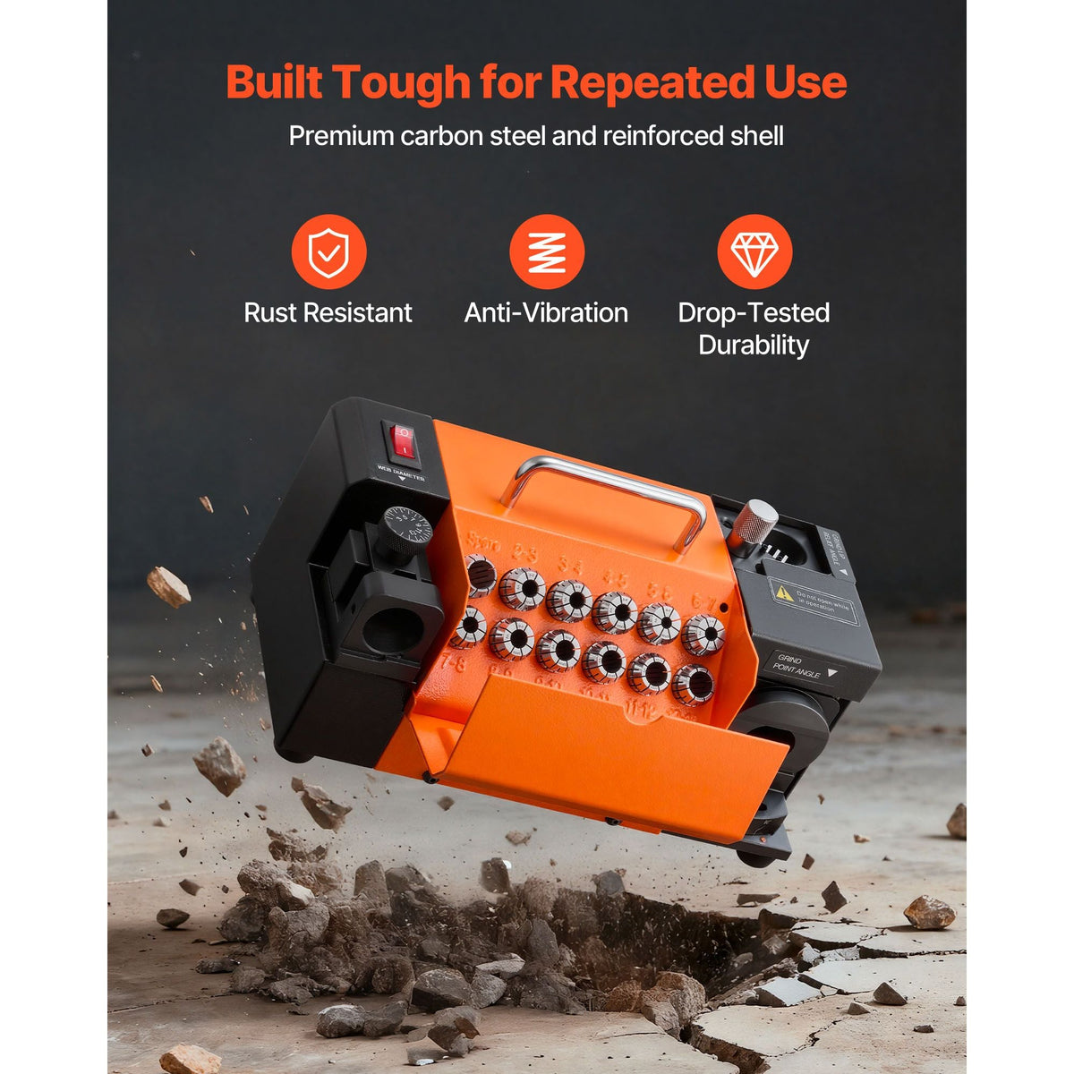 Drill Bits Sharpener MR-13A+, 3-15mm Drill Bit Grinder Sharpener with 95°-135° Adjustable Point Angle, 5800RPM High Speed Re-Sharpening Machine with 13 Collets & CBN Wheel for Workshops Garages