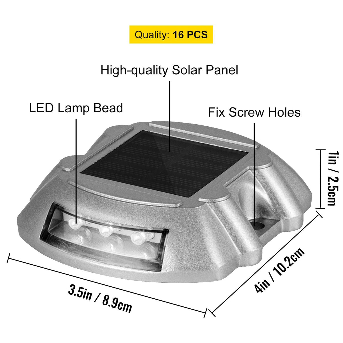Driveway Lights 16-Pack Solar Driveway Lights Bright White with Screw Solar Deck Lights Outdoor Waterproof Wireless Dock Lights 6 LEDs for Path Warning Garden Walkway Sidewalk Steps