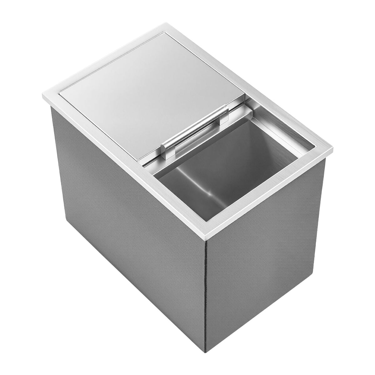 Drop in Ice Chest, 18"L x 12"W x 15"H Stainless Steel Drop in Cooler, 28.6 Quart Commercial Ice Bin with Sliding Lid for Outdoor Kitchen Patio Bar, Drain-pipe Set Included, for Cold Wine Beer